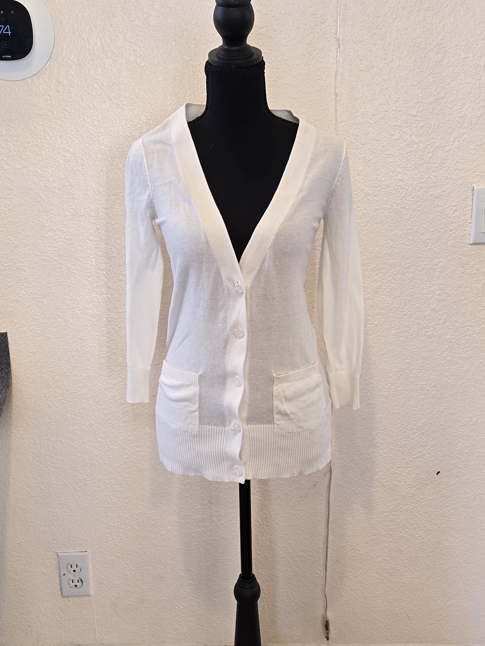 Mossimo Supply Co. Ivory V-Neck Button Cardigan
